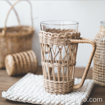 Handgemaakte rattan Koreaanse retro creatief glazen waterbeker